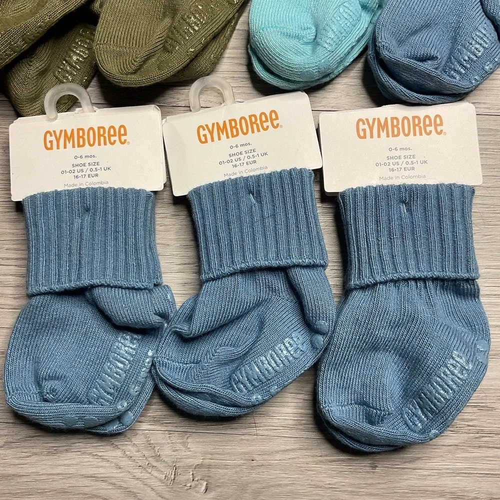 Gymboree Basic Green Light Blue Dark‎ Blue Boys Size 0-6 M Socks NWT